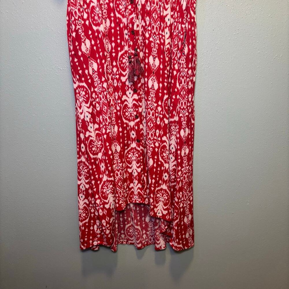 Women's Knox Rose Red White Boho Patterned High Low Maxi Dress XS - Picture 2 of 9